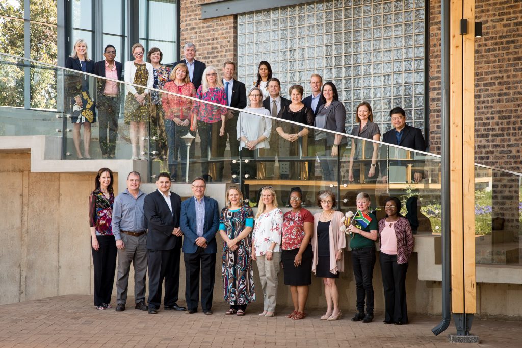 Staff on stairs
