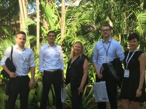 From right to left: Johannes Gartner, Johannes Kepler University (JKU), Professor Matthias Fink, JKU, As/Pro Roxanne Zolin, QUT, Michael Gusenbauer, JKU and Daniela Maresch, JKU.
