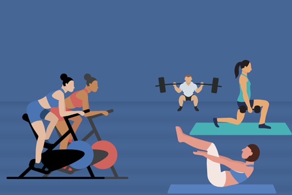 People exercising in a gym