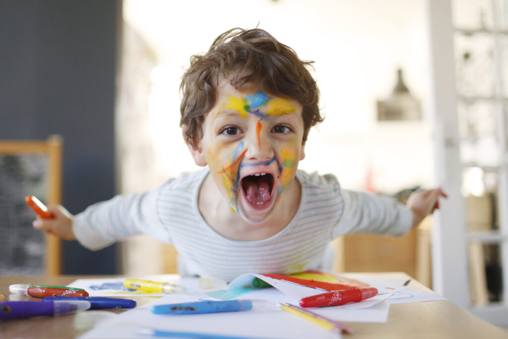 Boy with paint on his face