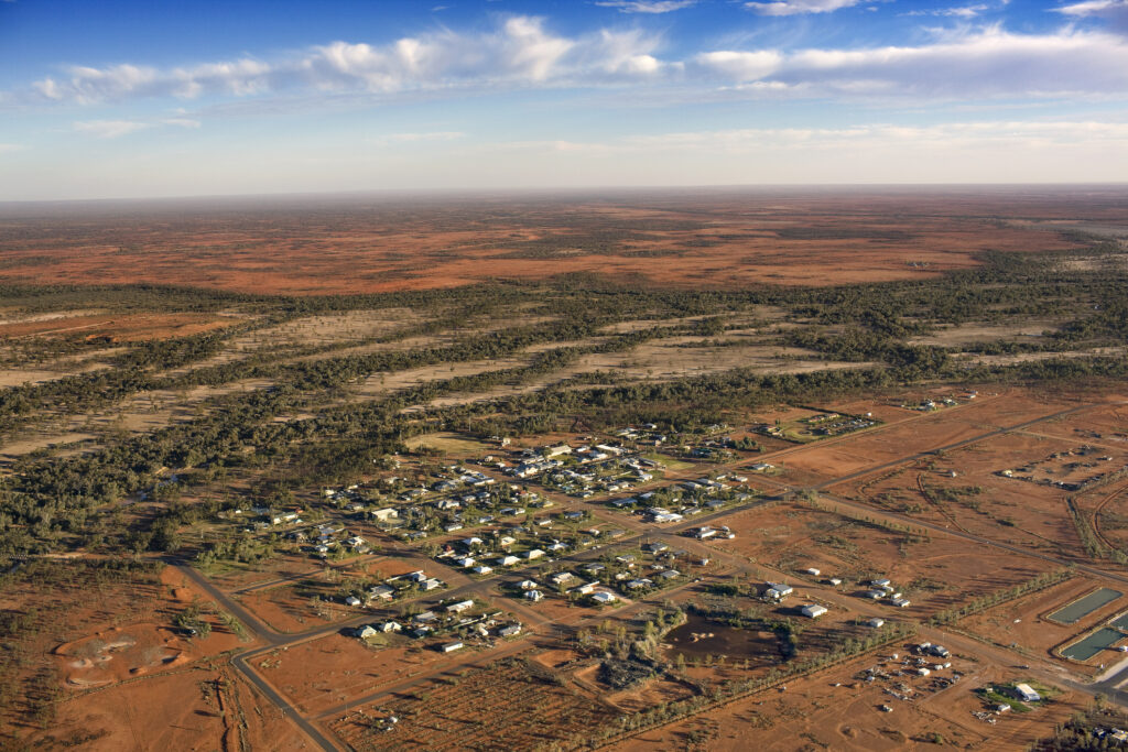Aerial view of Thargomindah, Queensland, Australia