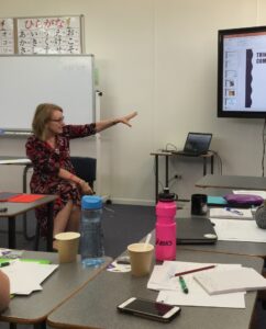Researcher Annette, speaking to teachers