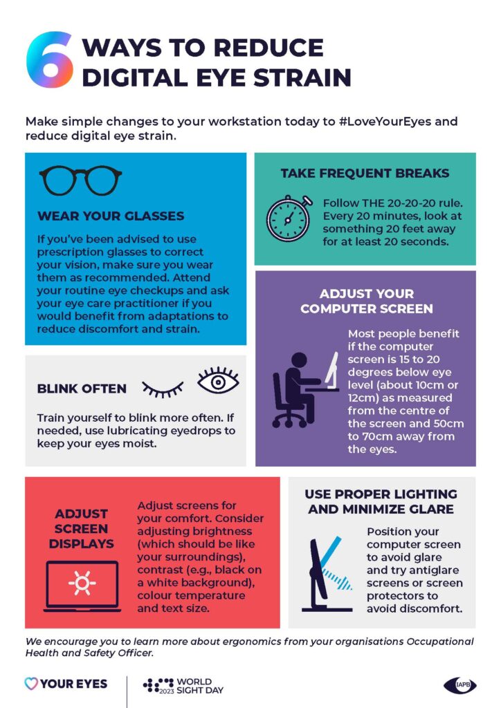 Infographic - 6 ways to reduce digital eye strain