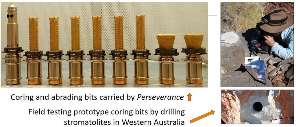 Field testing prototype coring bits by drilling stromatolites in Western Australia