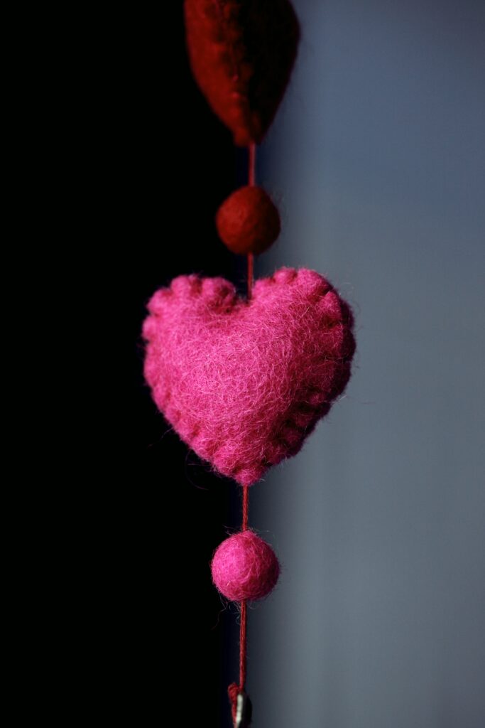 hanging felt heart decoration